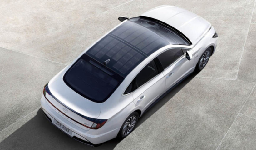 Hyundai с солнечными панелями на крыше